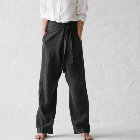 wrap linen pants